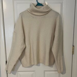 H&M Cream Ribbed Turtleneck Sweater